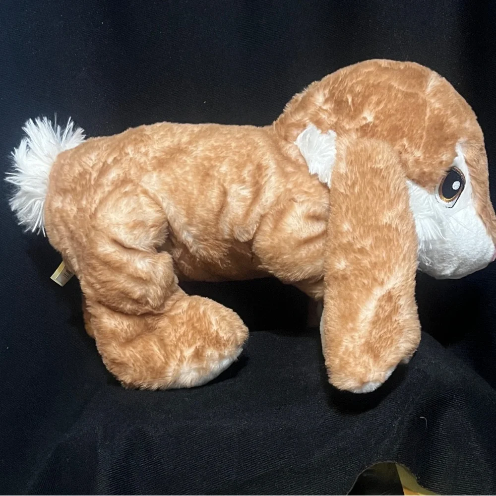 Plush Bunny Toy in Brown and White with Pink Nose - Soft Small Pet Plush